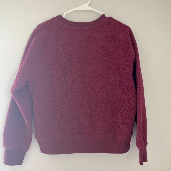 EVERLANE ReNew Fleece Maroon Sweatshirt Size L - Picture 2 of 3